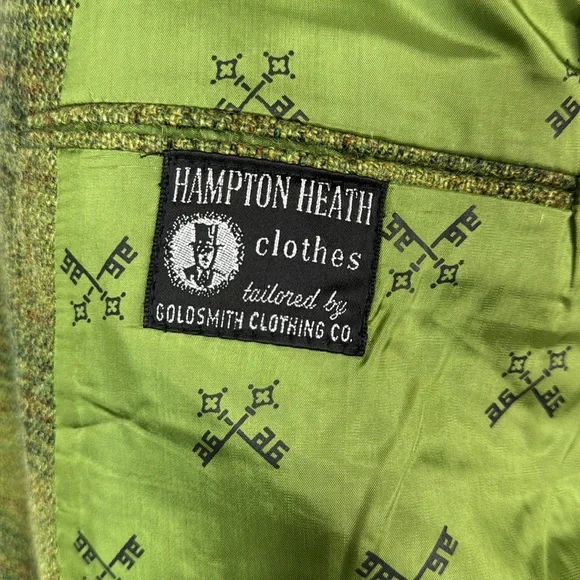 Vintage Hampton Heath Green Wool Plaid Blazer Jacket Size 44